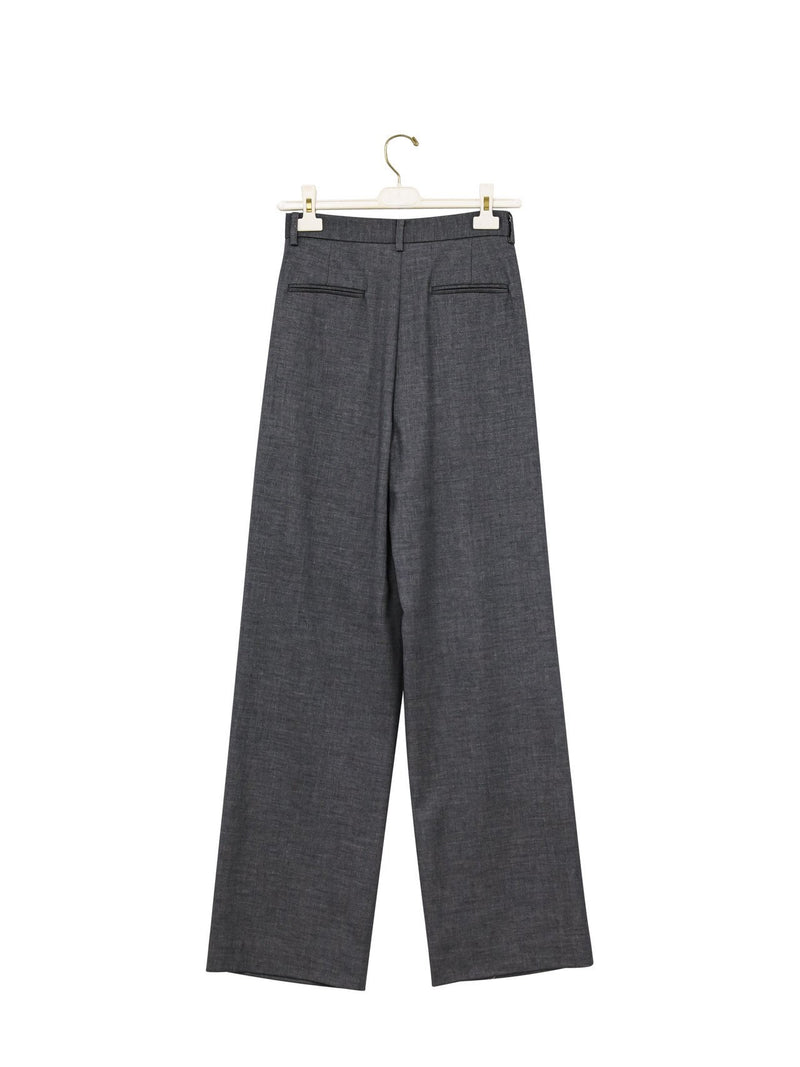 ASYMMETRICAL PIN TUCK WIDE TROUSERS