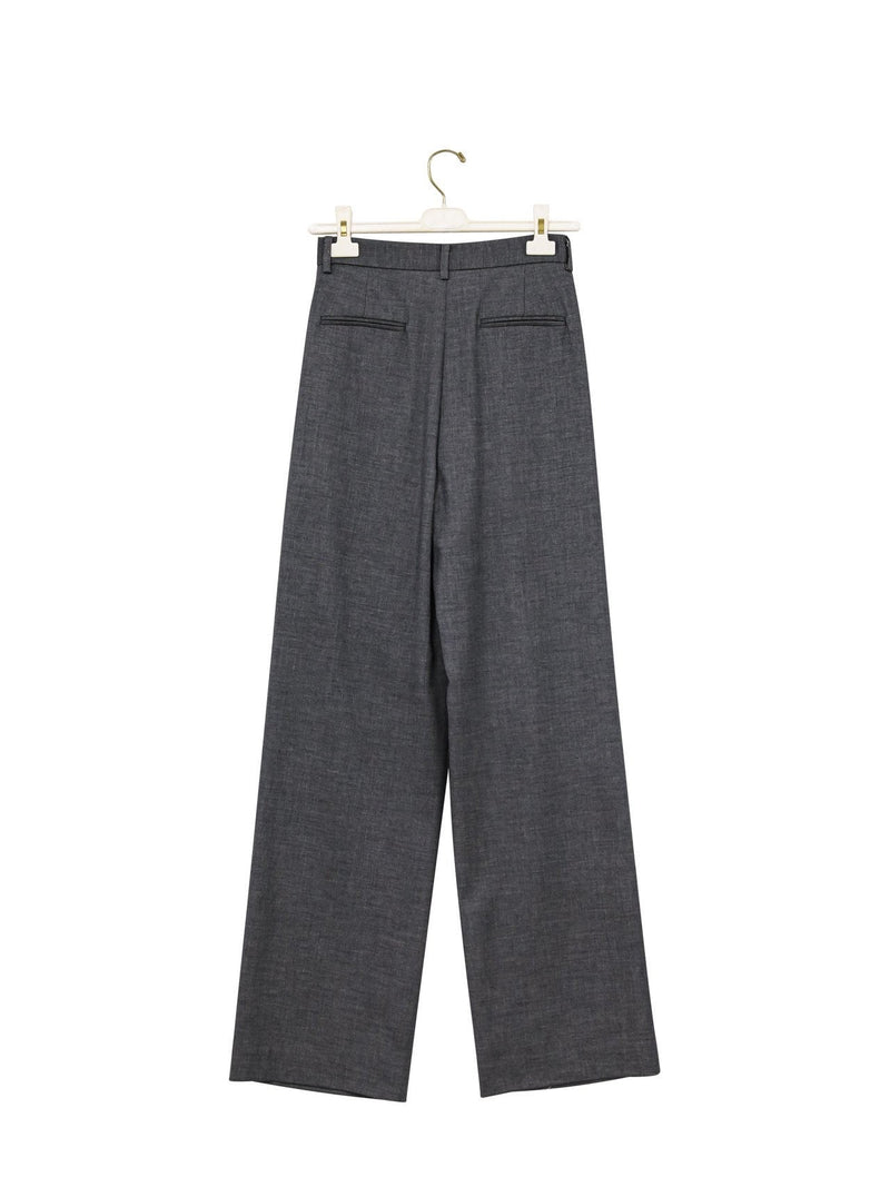 ASYMMETRICAL PIN TUCK WIDE TROUSERS