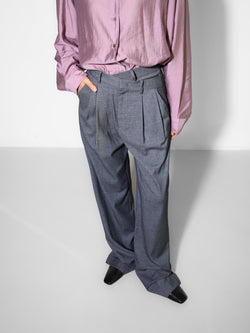 ASYMMETRICAL PIN TUCK WIDE TROUSERS