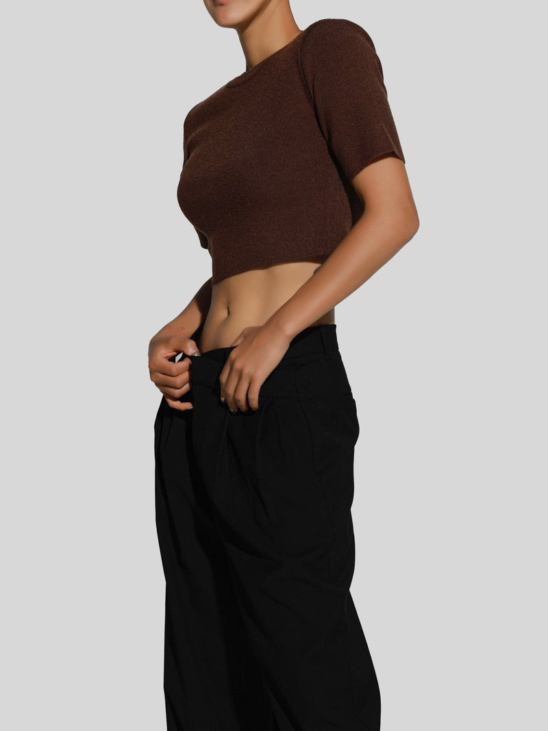 ASYMMETRICAL PIN TUCK WIDE TROUSERS