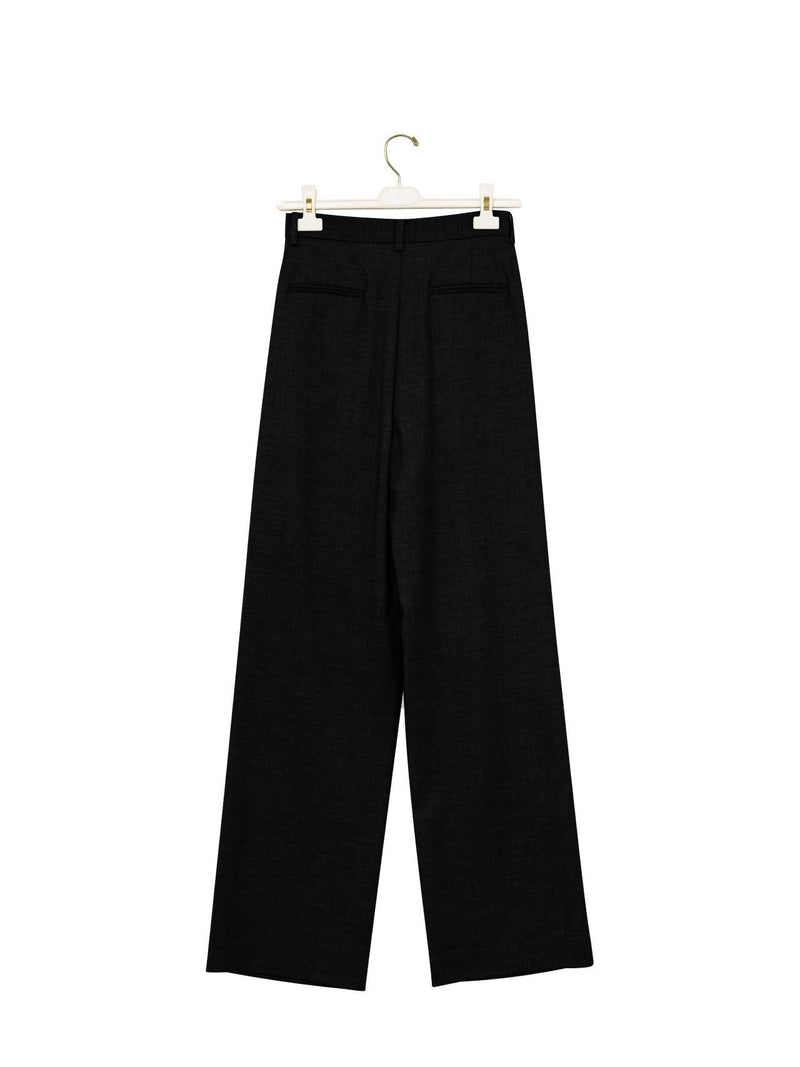 ASYMMETRICAL PIN TUCK WIDE TROUSERS