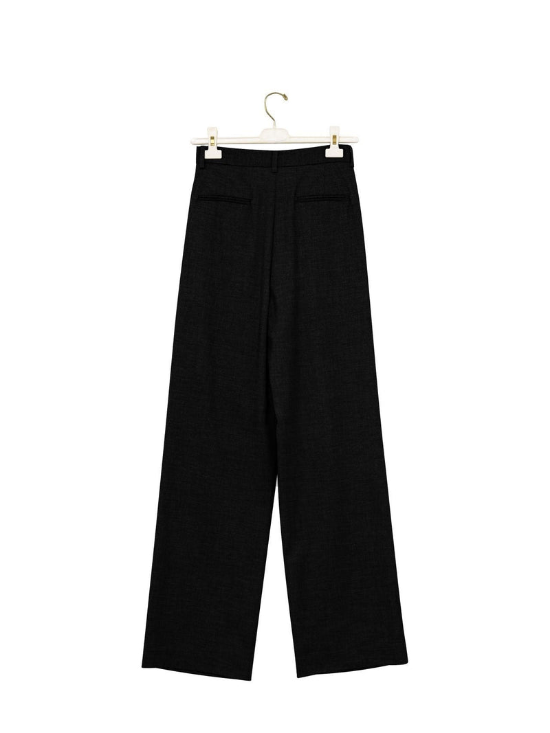 ASYMMETRICAL PIN TUCK WIDE TROUSERS