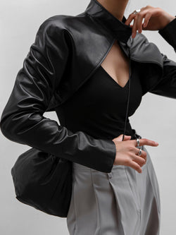 LEATHER CROPPED BOLERO JACKET