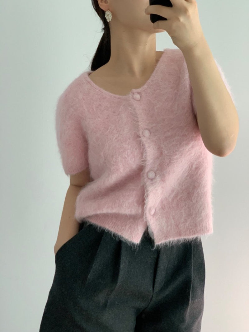 BABY ALPACA U-NECK CARDIGAN