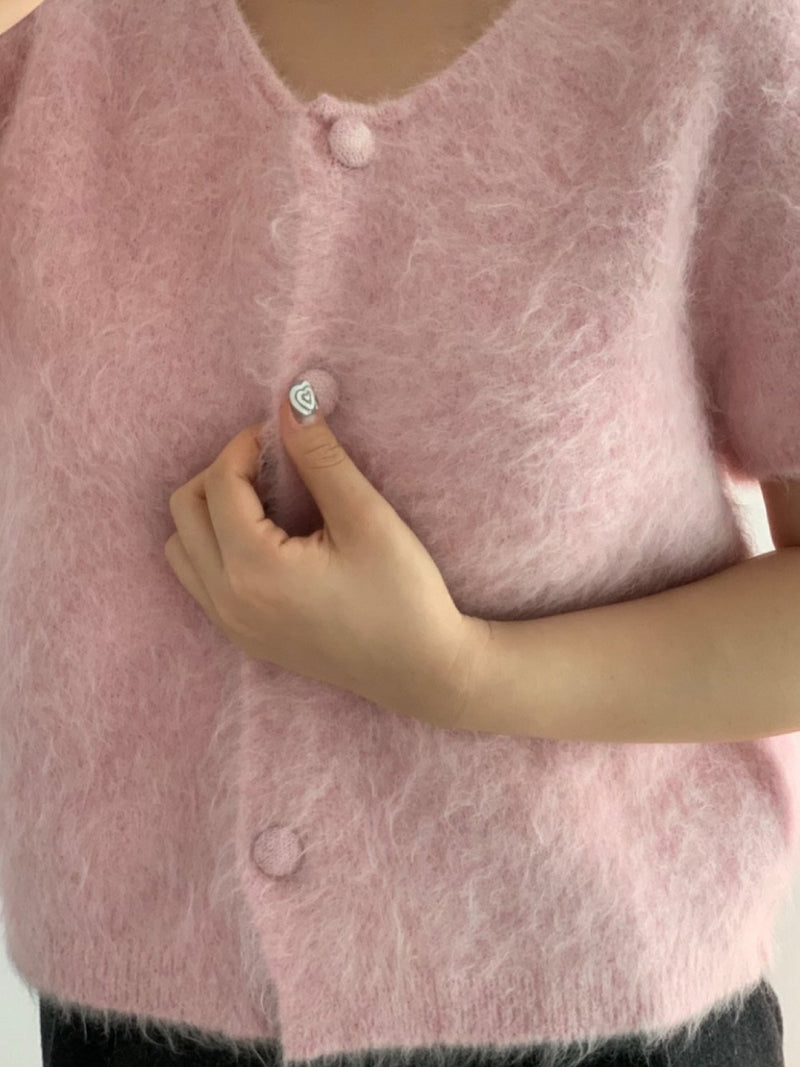 BABY ALPACA U-NECK CARDIGAN