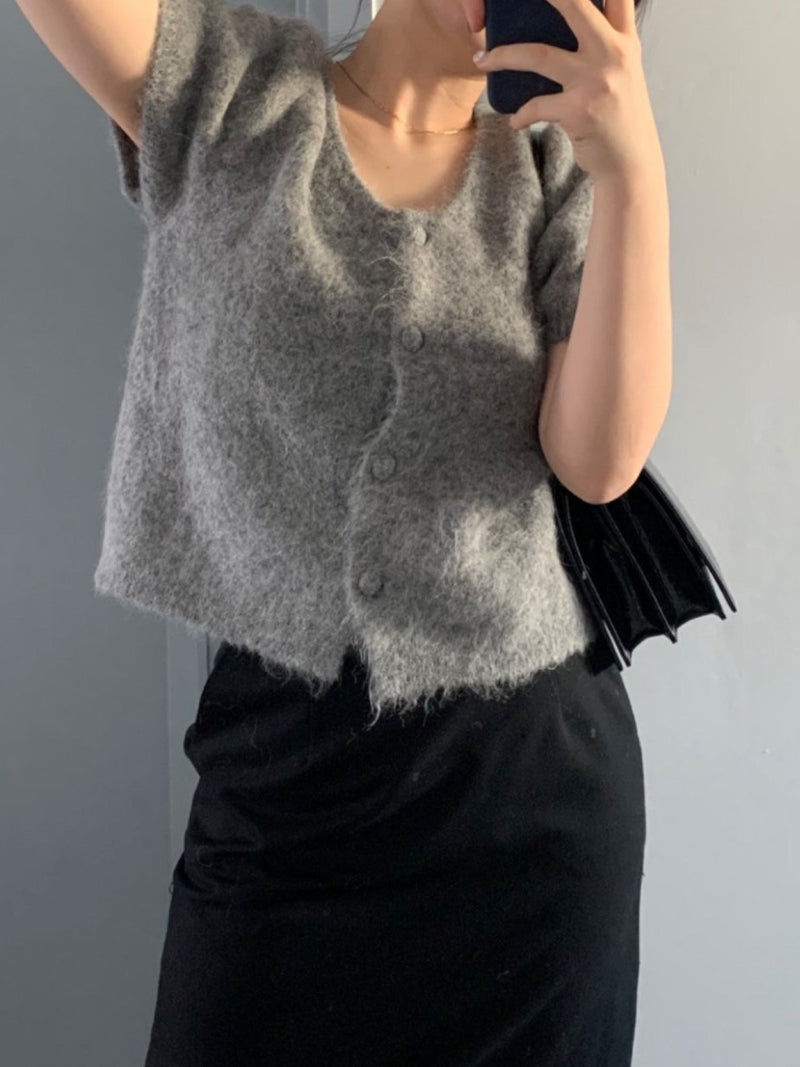 BABY ALPACA U-NECK CARDIGAN