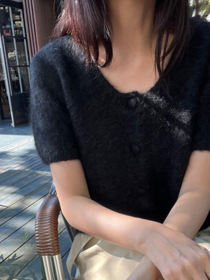 BABY ALPACA U-NECK CARDIGAN
