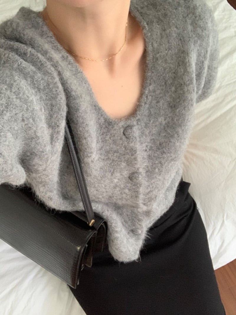 BABY ALPACA U-NECK CARDIGAN