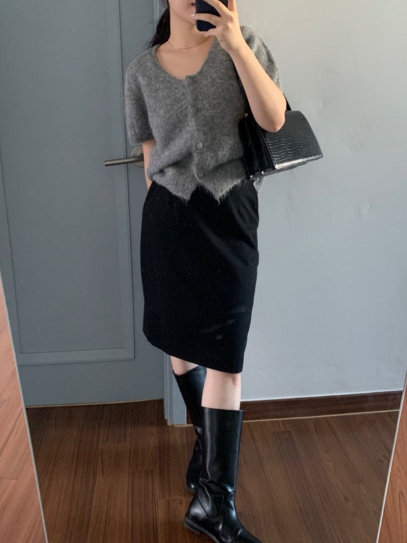 BABY ALPACA U-NECK CARDIGAN