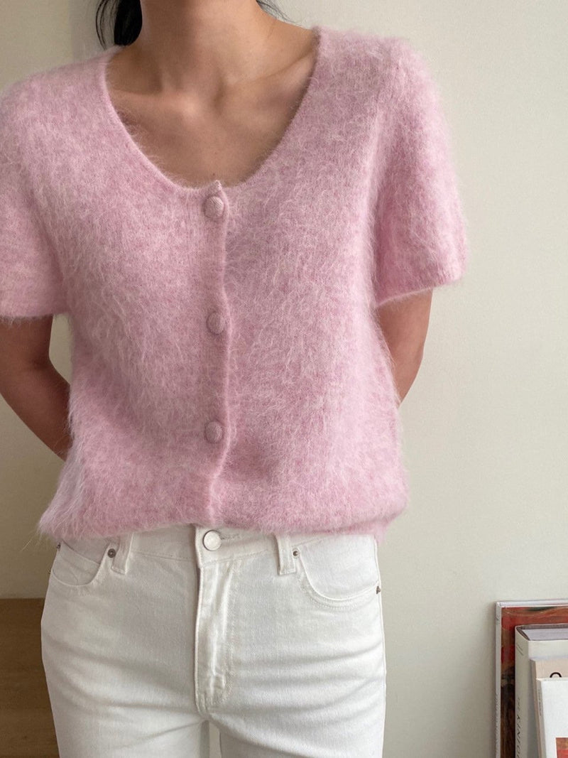 BABY ALPACA U-NECK CARDIGAN