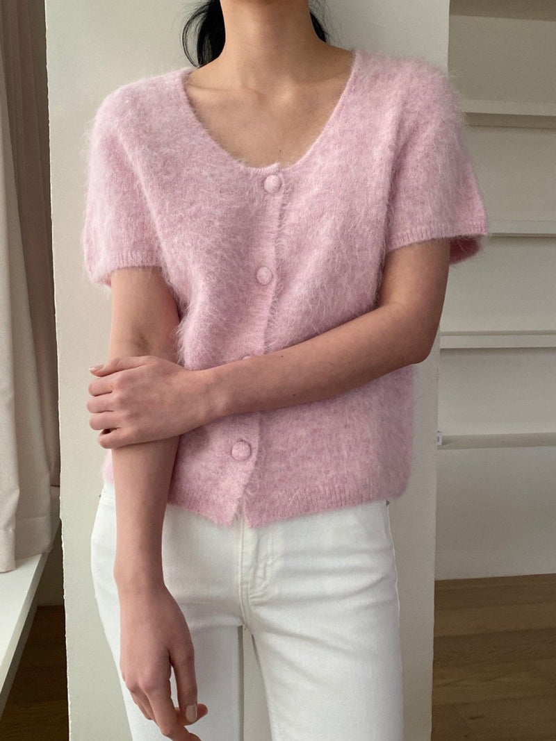 BABY ALPACA U-NECK CARDIGAN