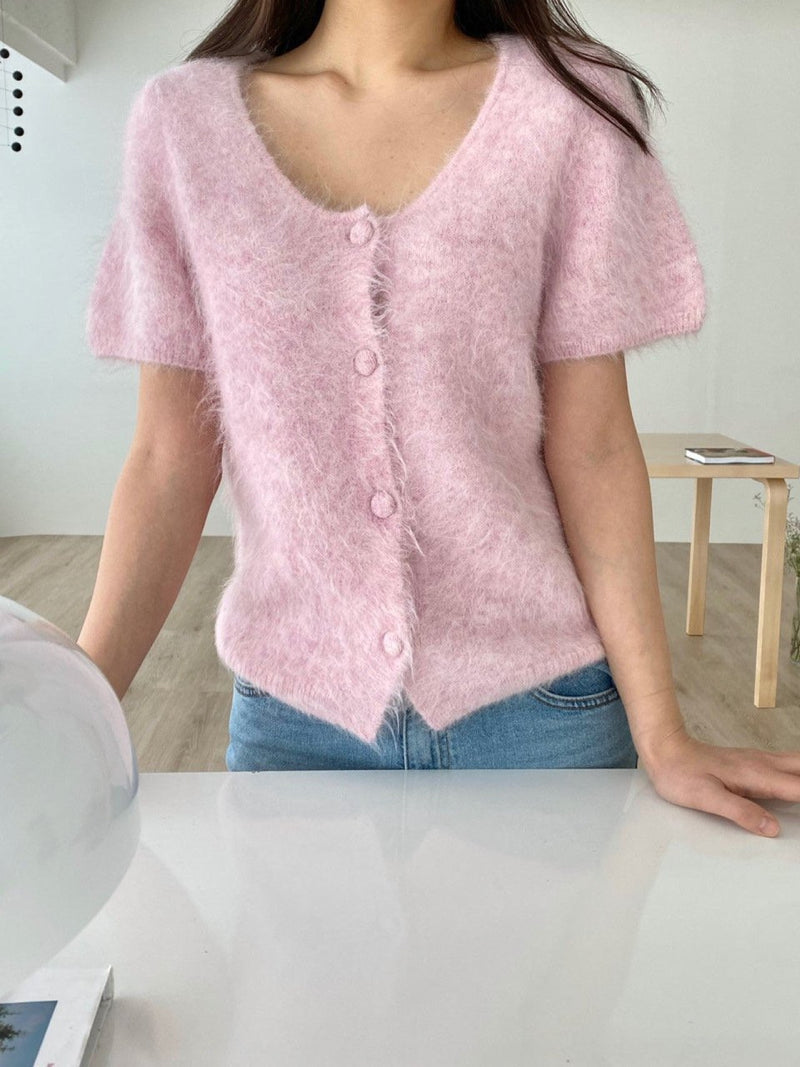 BABY ALPACA U-NECK CARDIGAN