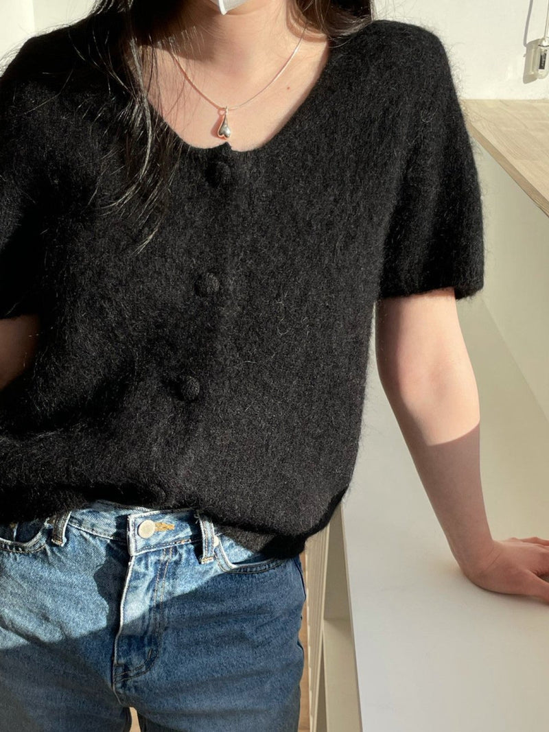 BABY ALPACA U-NECK CARDIGAN