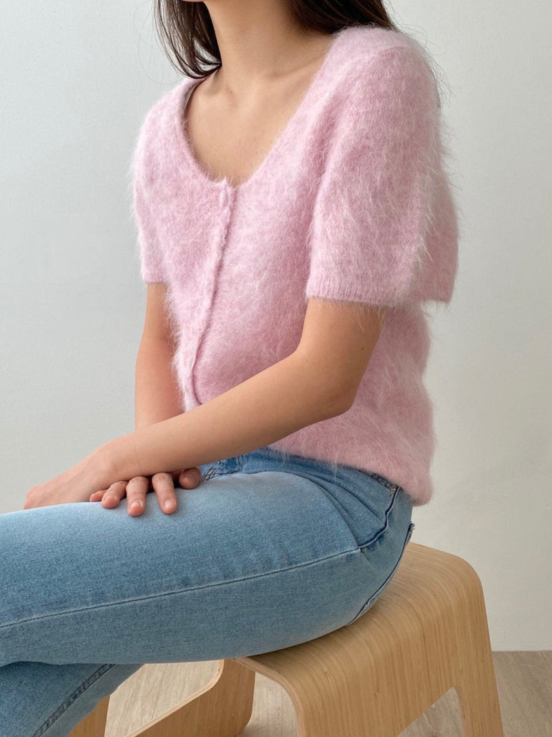 BABY ALPACA U-NECK CARDIGAN