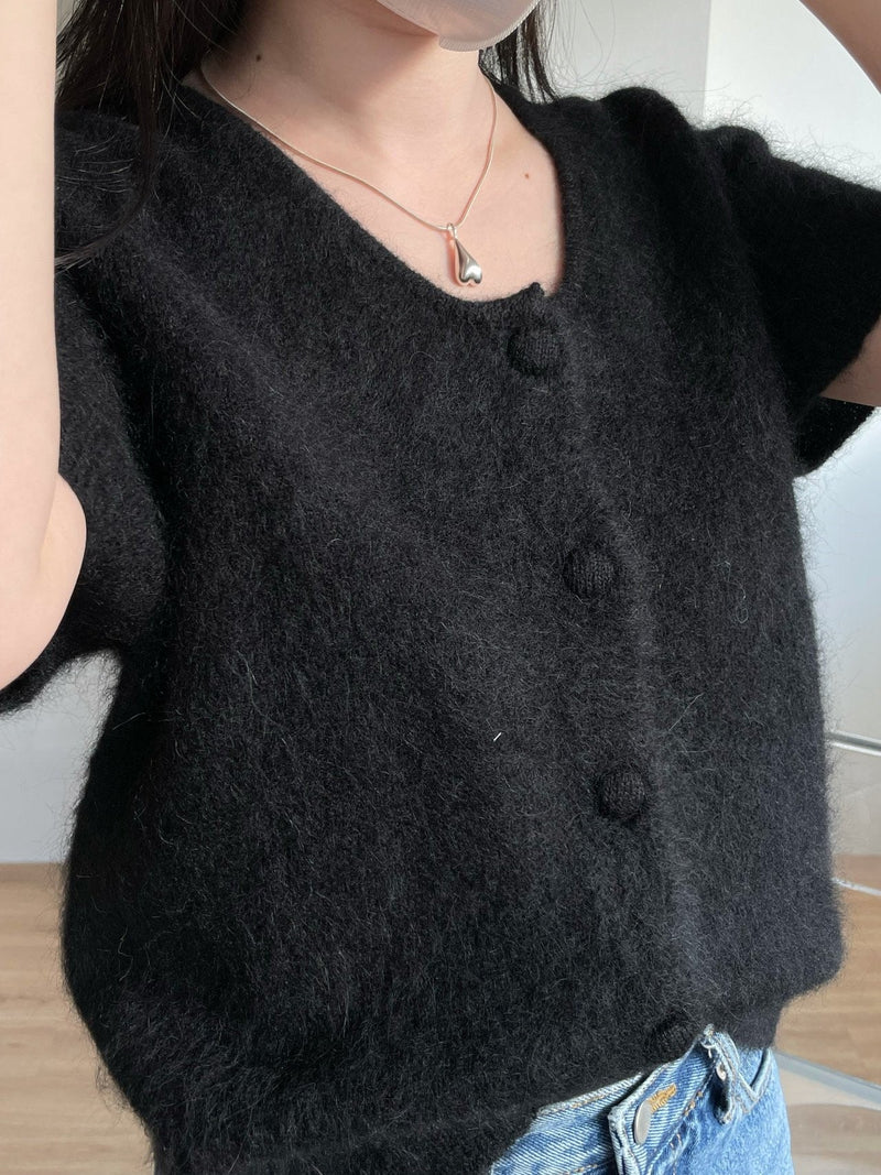 BABY ALPACA U-NECK CARDIGAN