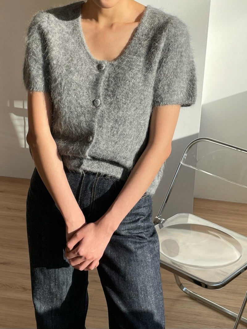 BABY ALPACA U-NECK CARDIGAN