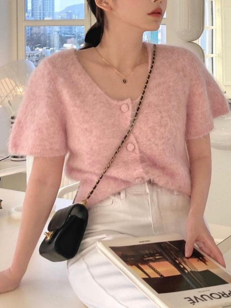 BABY ALPACA U-NECK CARDIGAN