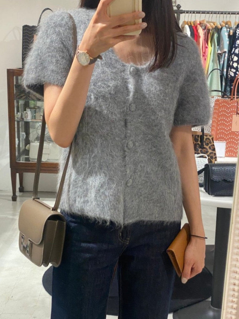 BABY ALPACA U-NECK CARDIGAN