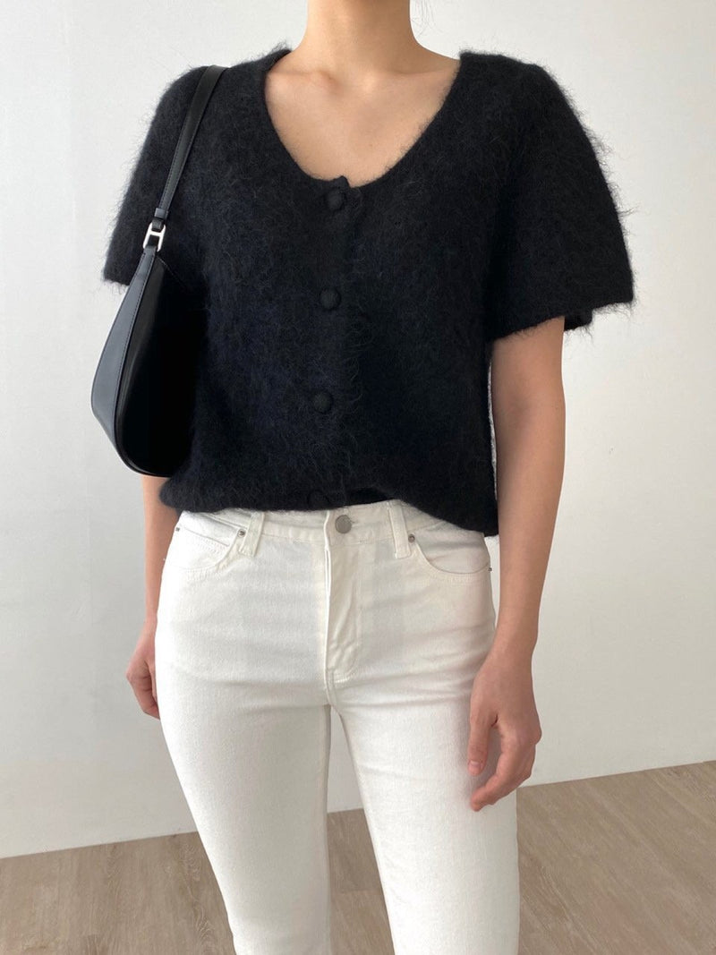 BABY ALPACA U-NECK CARDIGAN