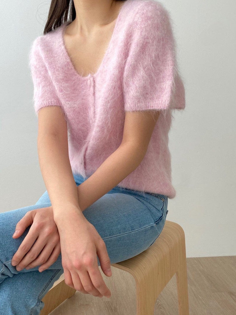 BABY ALPACA U-NECK CARDIGAN