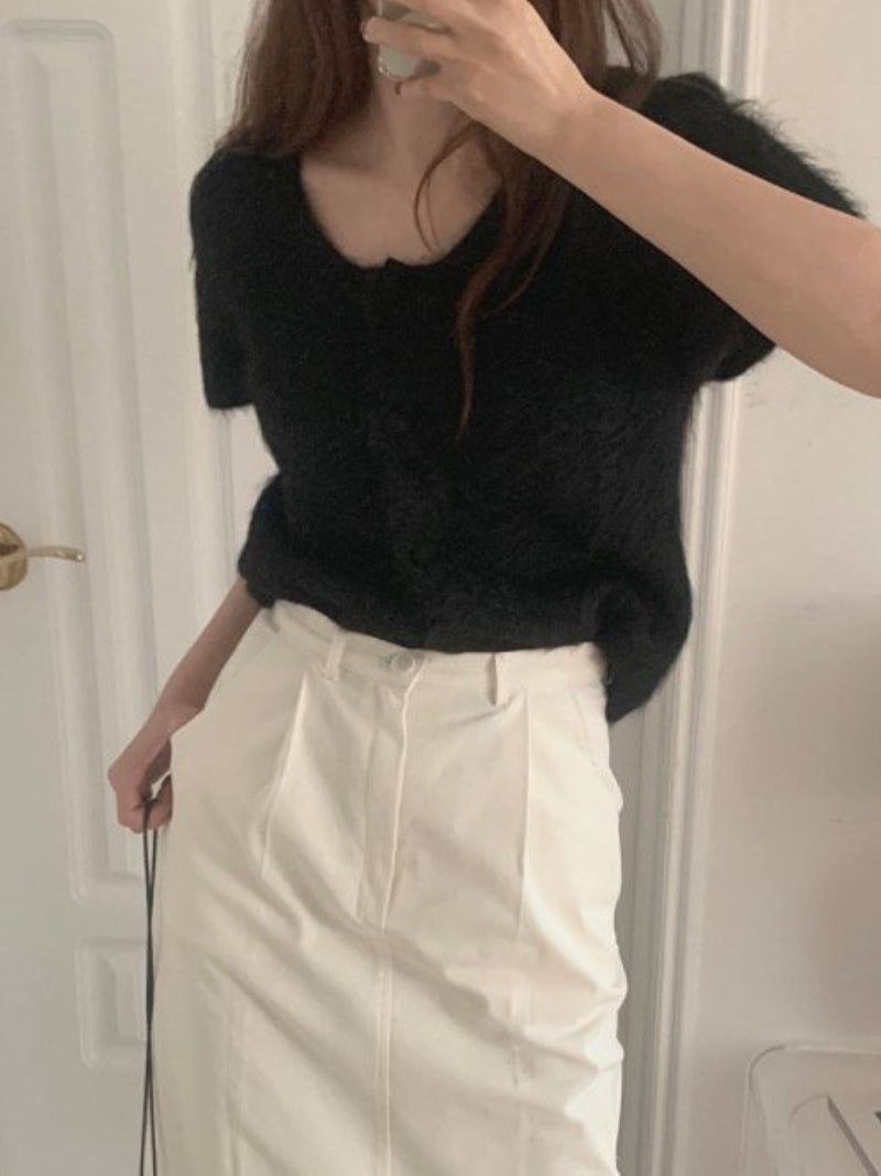 BABY ALPACA U-NECK CARDIGAN