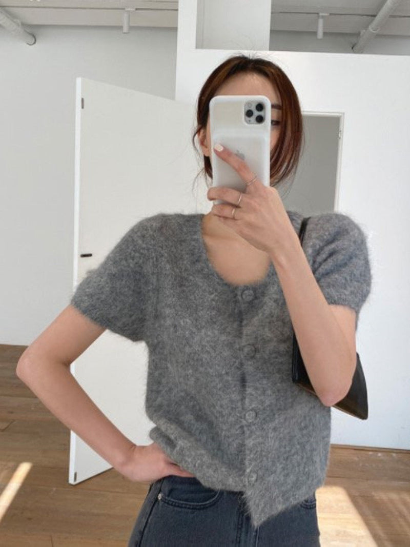 BABY ALPACA U-NECK CARDIGAN