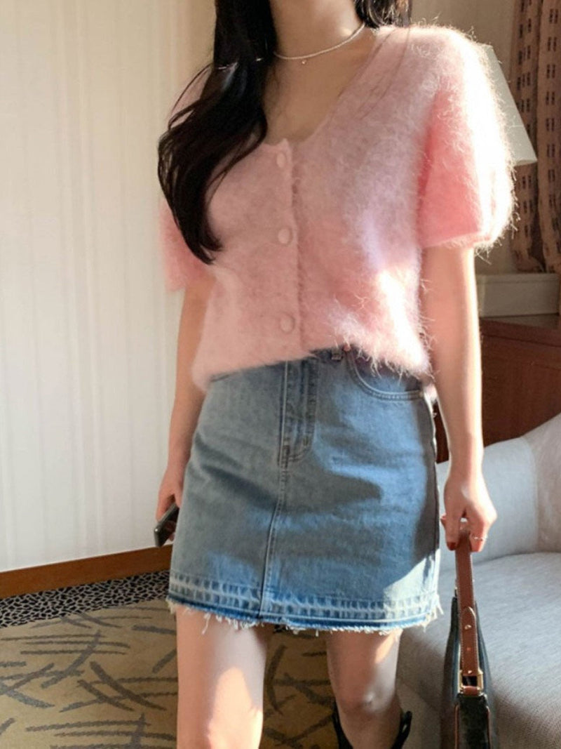 BABY ALPACA U-NECK CARDIGAN
