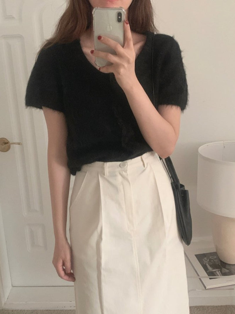 BABY ALPACA U-NECK CARDIGAN