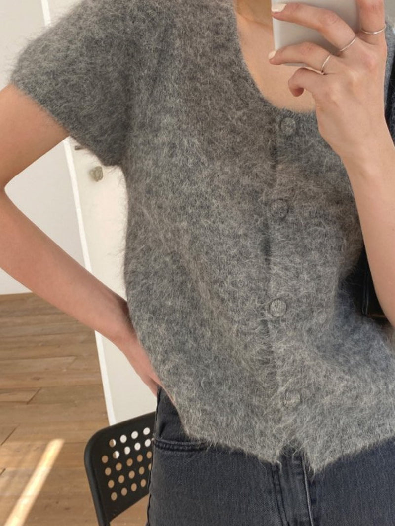 BABY ALPACA U-NECK CARDIGAN