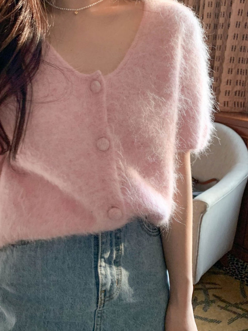 BABY ALPACA U-NECK CARDIGAN