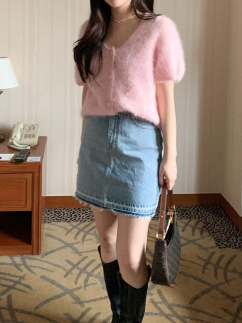 BABY ALPACA U-NECK CARDIGAN