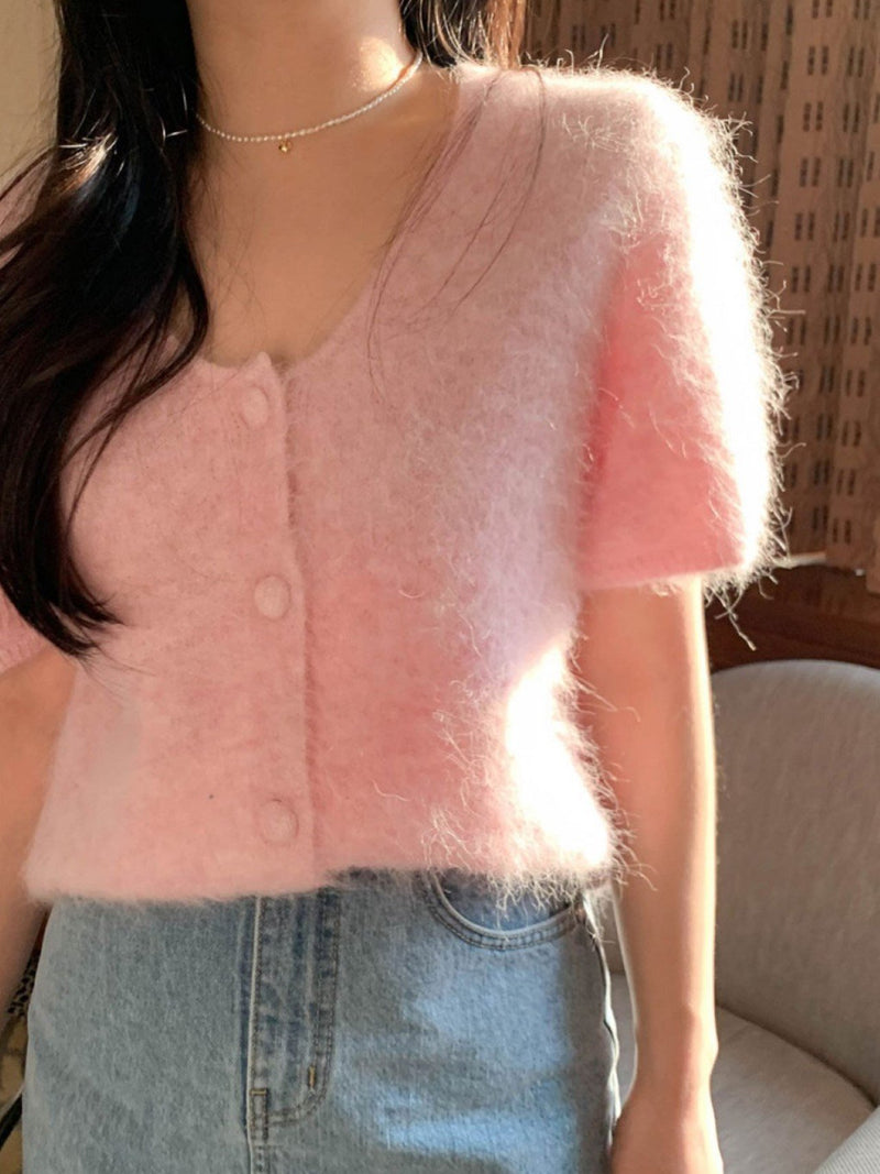BABY ALPACA U-NECK CARDIGAN