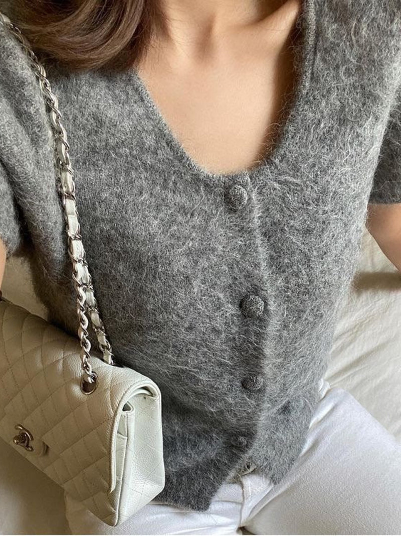 BABY ALPACA U-NECK CARDIGAN