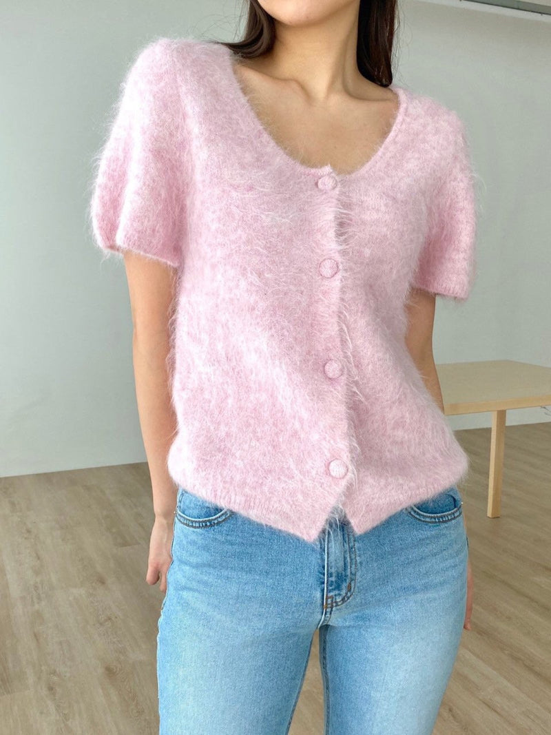 BABY ALPACA U-NECK CARDIGAN