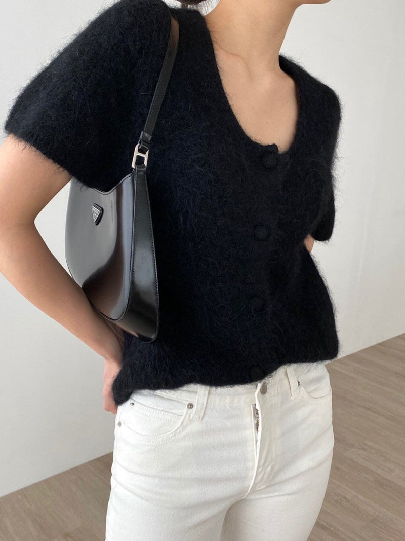 BABY ALPACA U-NECK CARDIGAN