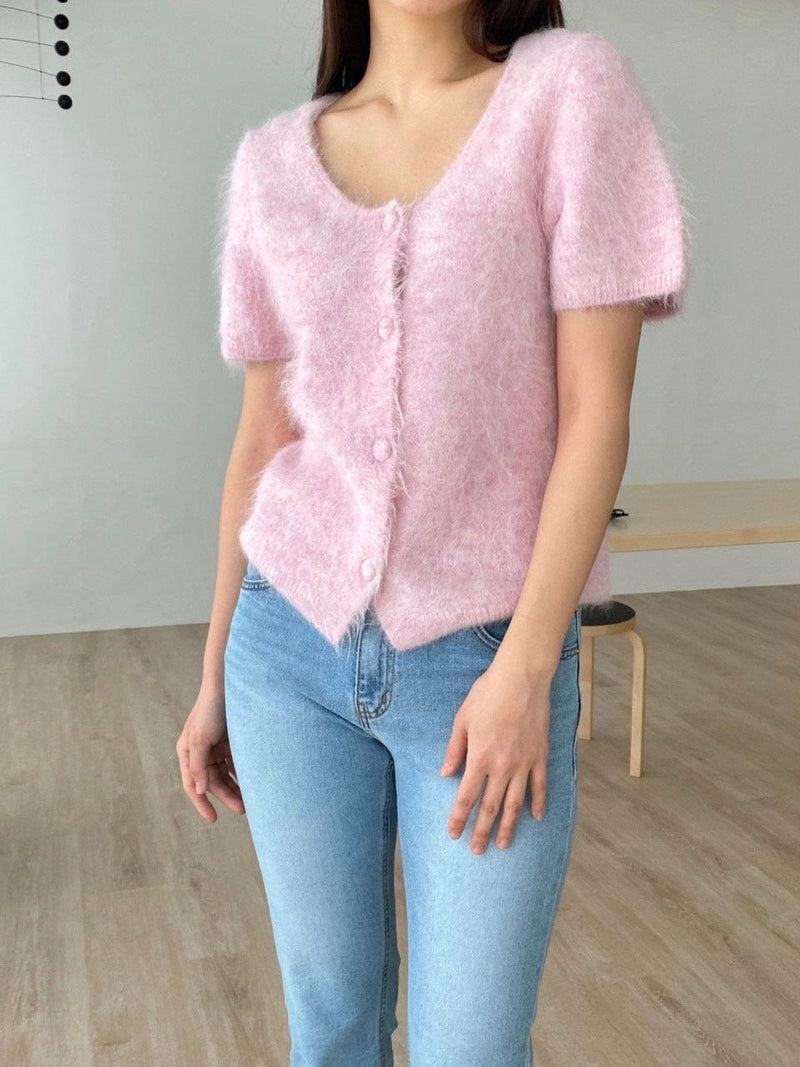 BABY ALPACA U-NECK CARDIGAN
