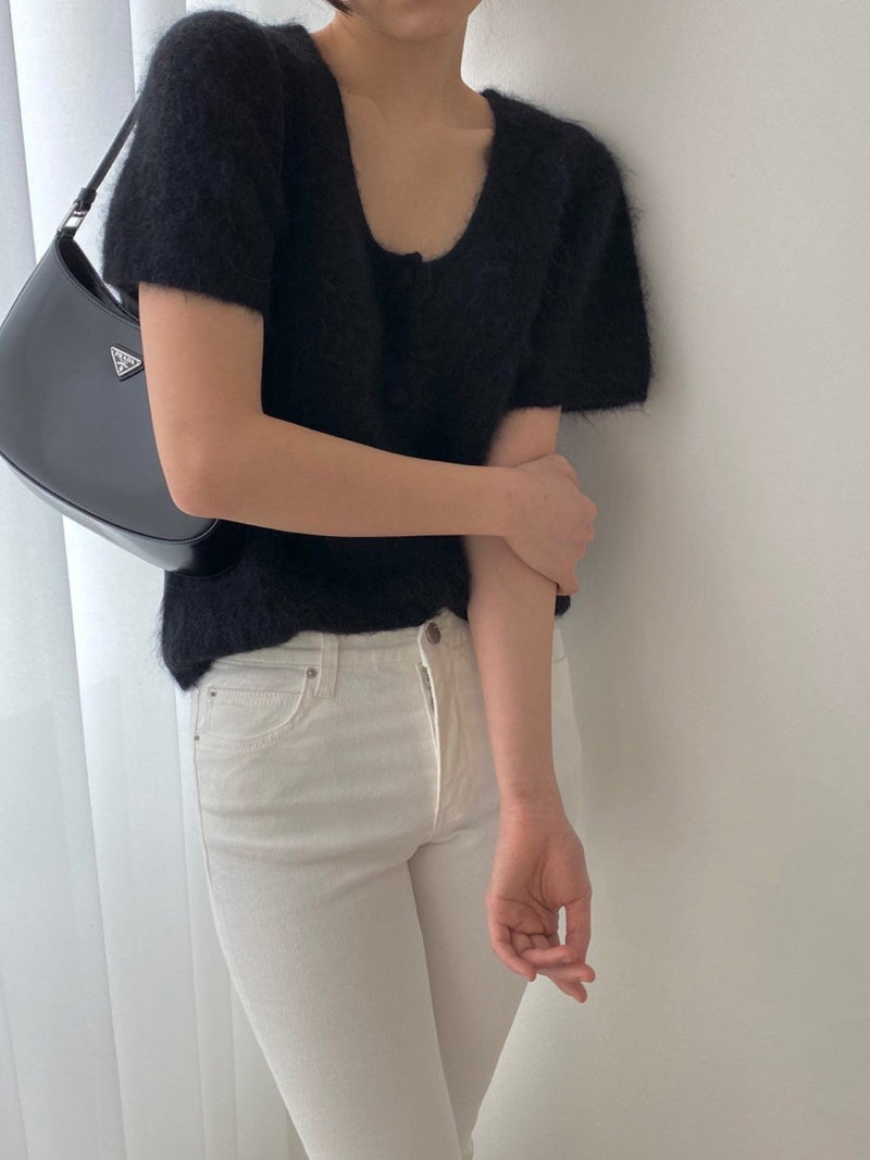 BABY ALPACA U-NECK CARDIGAN