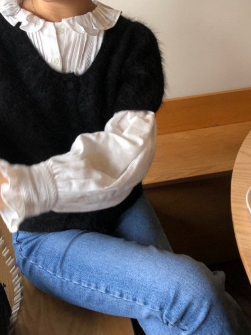 BABY ALPACA U-NECK CARDIGAN