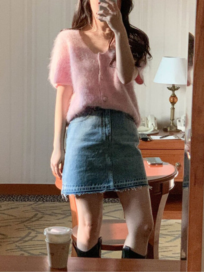 BABY ALPACA U-NECK CARDIGAN