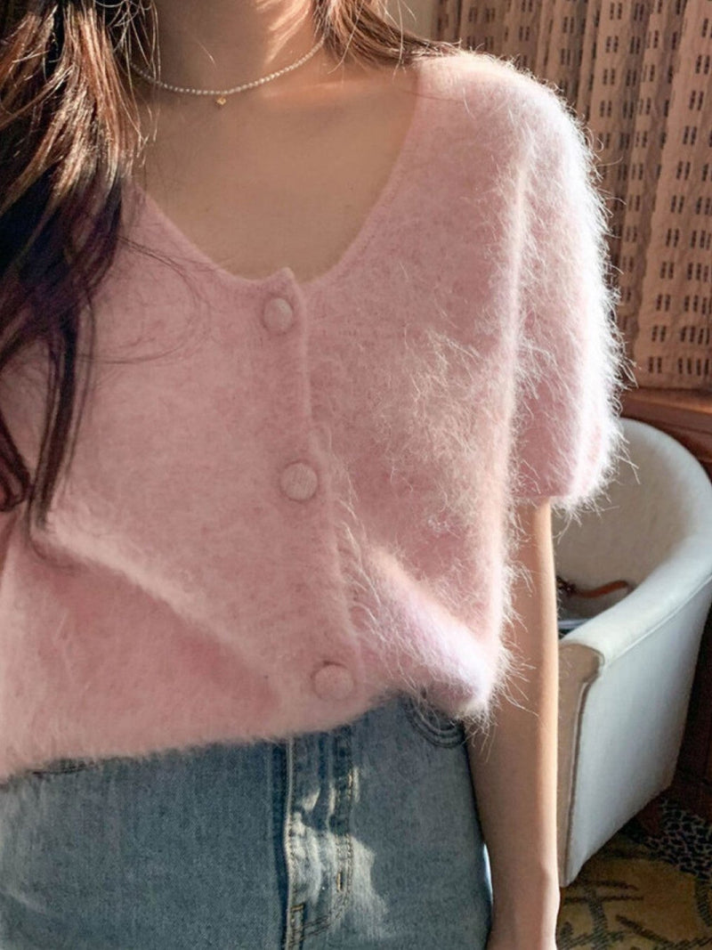BABY ALPACA U-NECK CARDIGAN