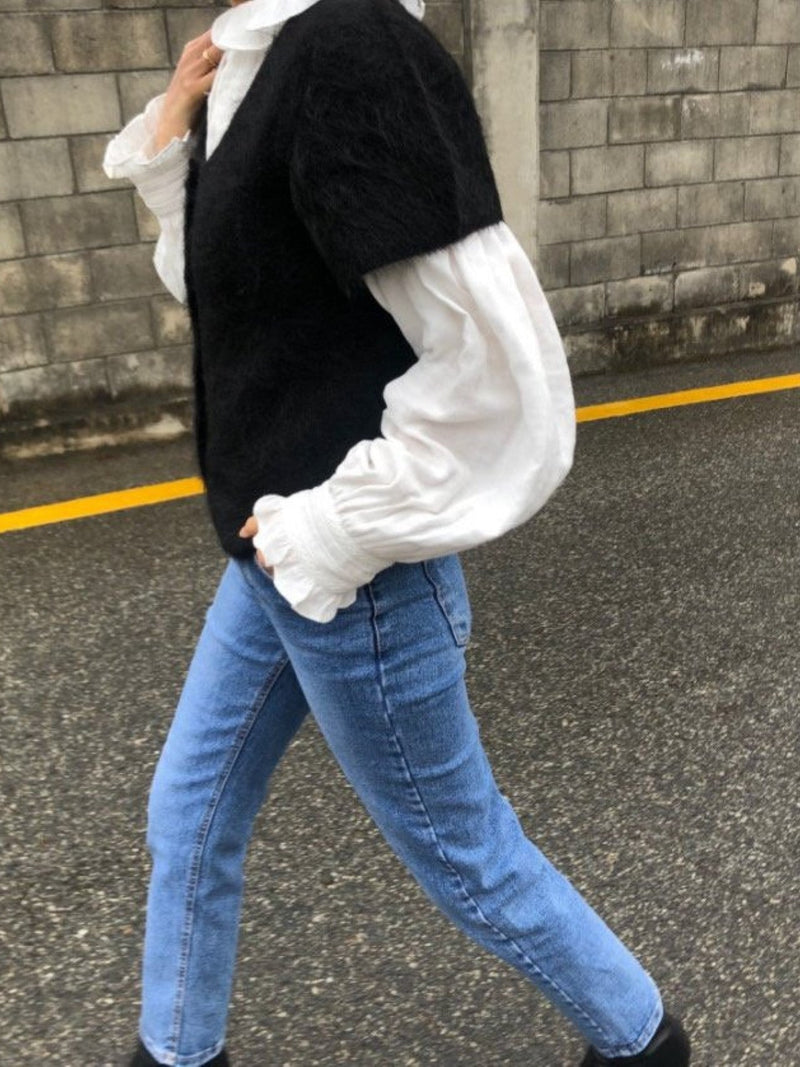 BABY ALPACA U-NECK CARDIGAN