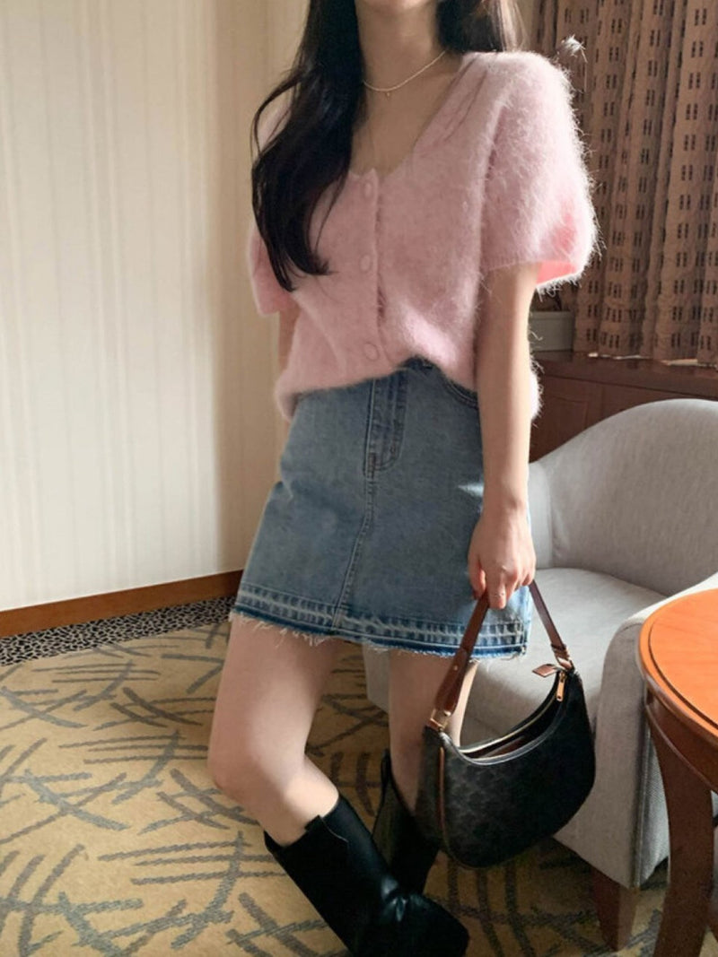 BABY ALPACA U-NECK CARDIGAN
