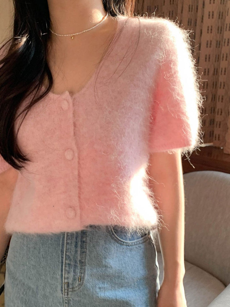 BABY ALPACA U-NECK CARDIGAN