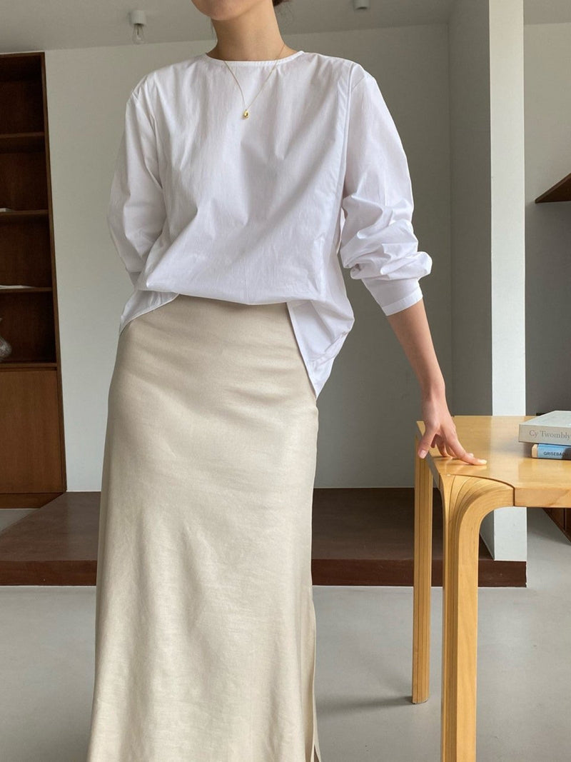 BACK SLIT COTTON BLOUSE