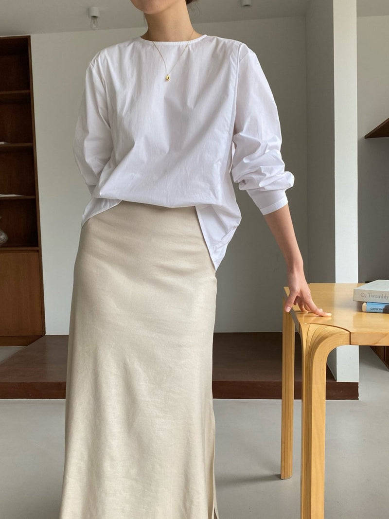 BACK SLIT COTTON BLOUSE