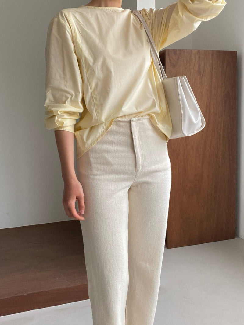 BACK SLIT COTTON BLOUSE