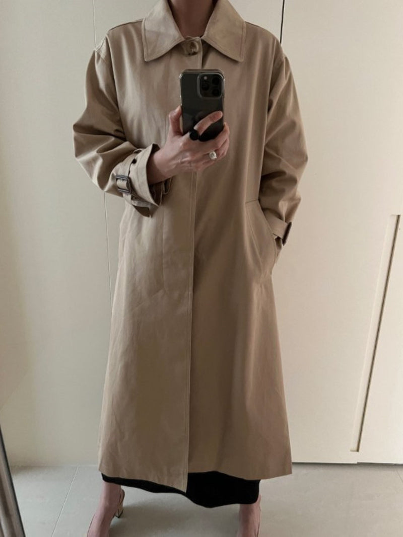 BACK SLIT OVERSIZED TRENCH COAT