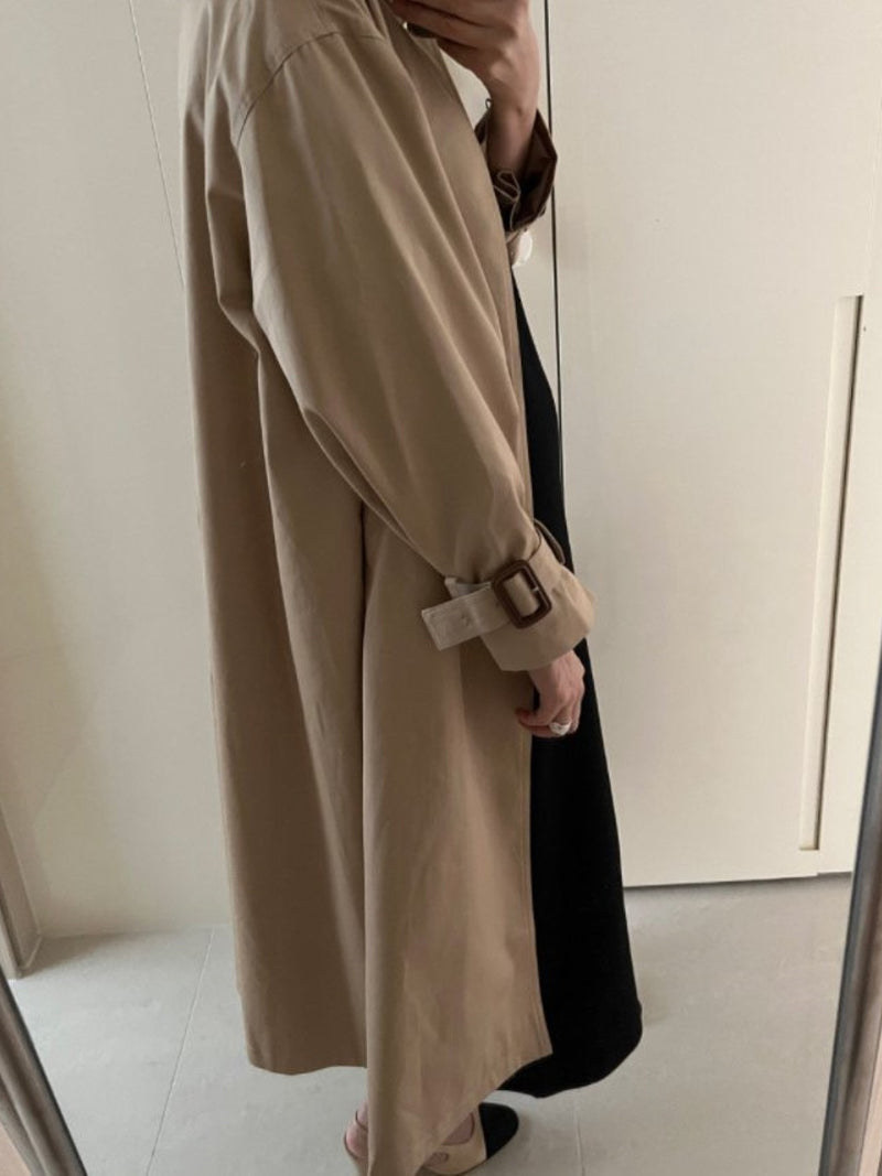 BACK SLIT OVERSIZED TRENCH COAT