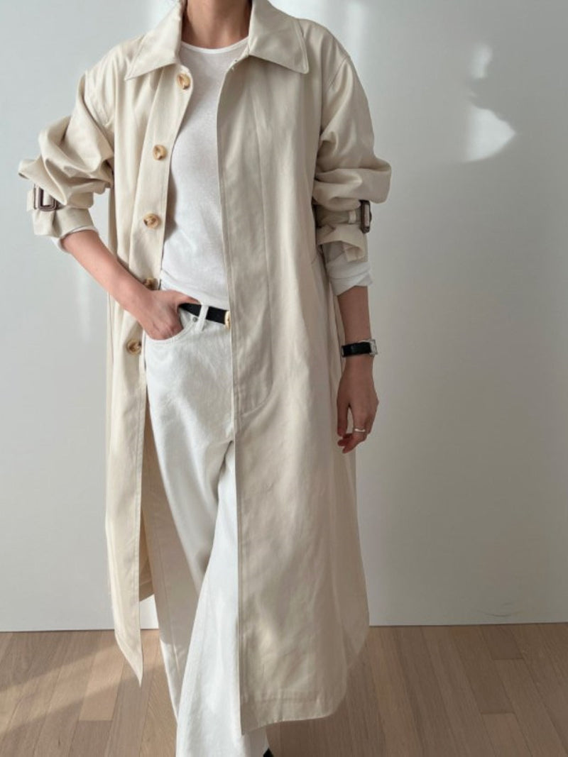 BACK SLIT OVERSIZED TRENCH COAT
