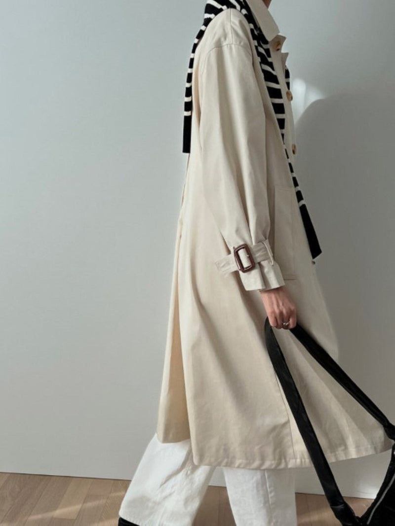 BACK SLIT OVERSIZED TRENCH COAT